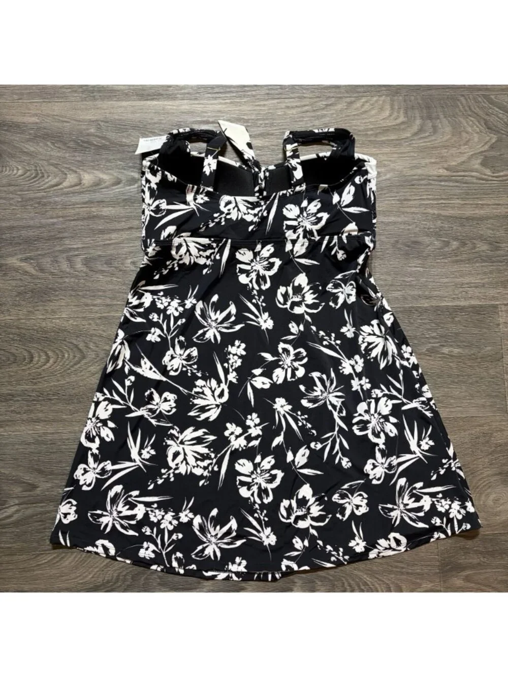 FullFitAll Floral Tankini Swimdress 14 Swim Wear Dress Draped Adjustable NEW
